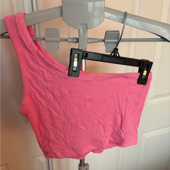 Pink One-Shoulder Ribbed Crop Top ASOS Size 6 NWOT - Picture 6 of 6